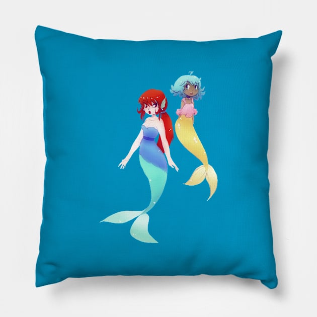 Two Mermaids Pillow by saradaboru