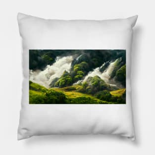 Spring River Flowing Wildly Pillow