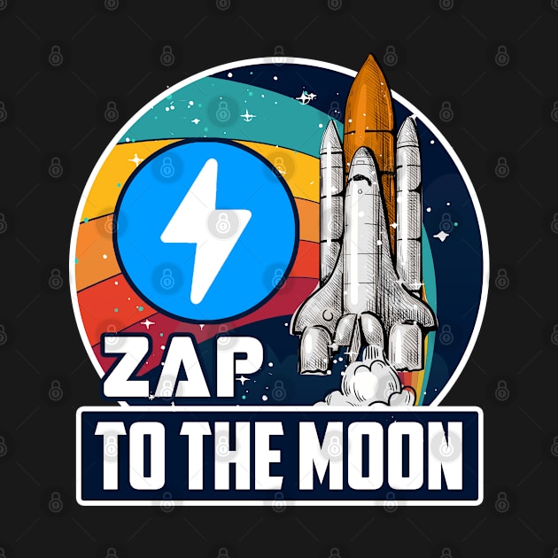 Zap Oracles to the Moon Digital Crypto BTC Retro Spaceship by TheBeardComic