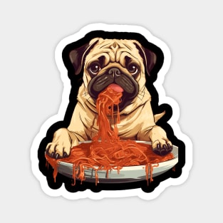 Pug Eating Pasta Magnet