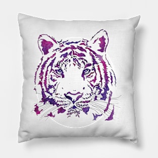 White Tiger Watercolor Purple Pillow