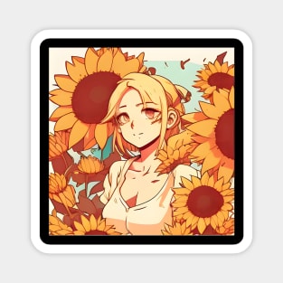 Sunflower Girl - Heart Sunflower Gift Magnet