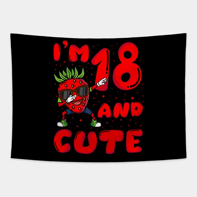 18th Year Old Strawberry Theme Birthday Girl Boy I'm 18 Tapestry by Pizzan