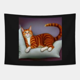 Ginger Cat on a Pillow Tapestry