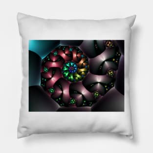 Spiral of Colourful Shapes Pillow