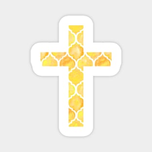 Yellow Easter Cross Design Magnet