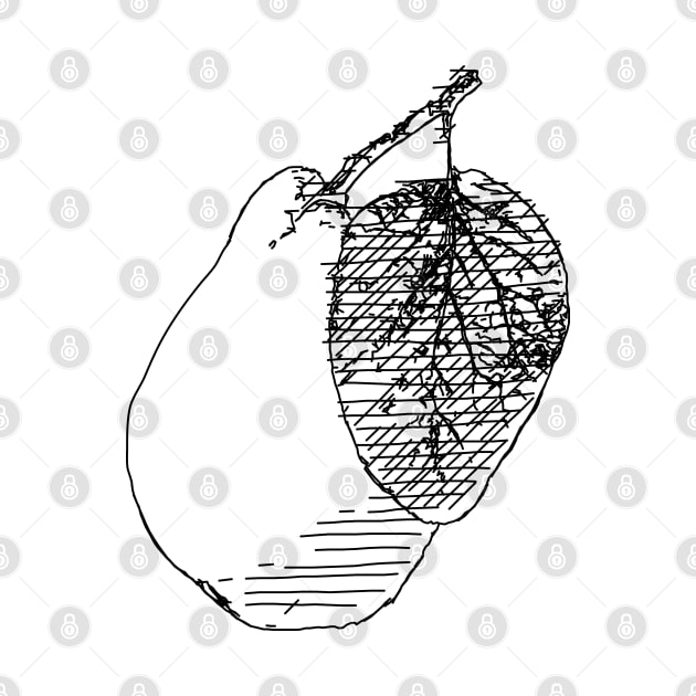 A Pear Cross Hatch Line Art by HappyGiftArt