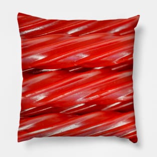 Red Licorice Rope Candy Photo Stripes Pillow