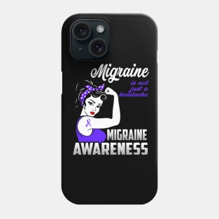 Migraine Awareness Headache Pain T-Shirt Migraine Is Not Just A Headache Purple Ribbon Warrior Gift Phone Case