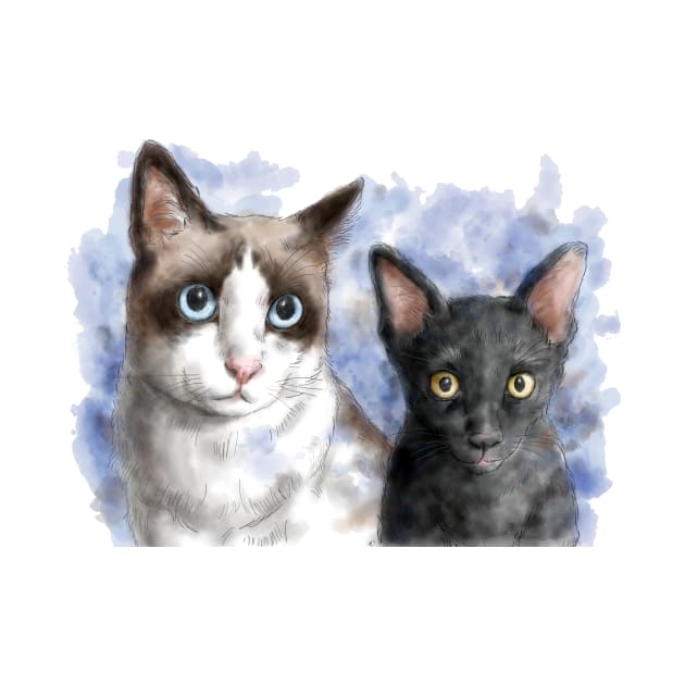 Cat pet portrait watercolor painting by Nalidsa