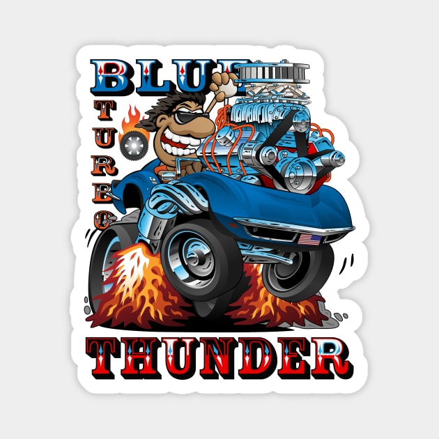 Blue Thunder Race Car Magnet by black8elise