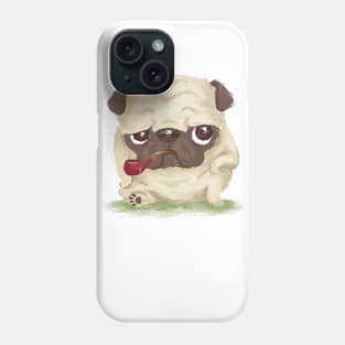 Pug dog which held the pipe in its mouth Phone Case