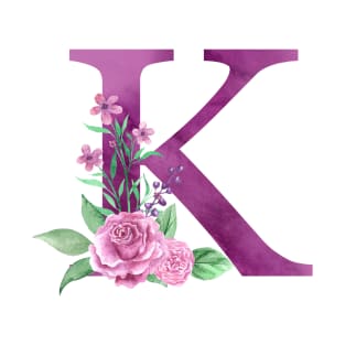 Floral Monogram K Beautiful Rose Bouquet T-Shirt