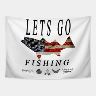 Lets go fishing American flag style Tapestry