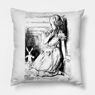 Alice in Wonderland | Giant Alice Watches Rabbit Run Away | Vintage Alice | Pillow