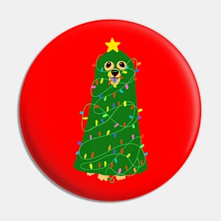 Golden Christmas doggy disguise as Christmas tree Pin