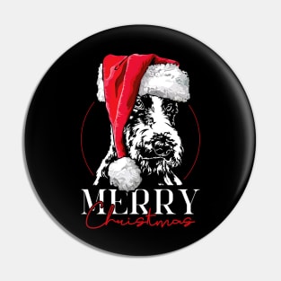 Funny Fox Terrier Santa Merry Christmas dog mom Pin