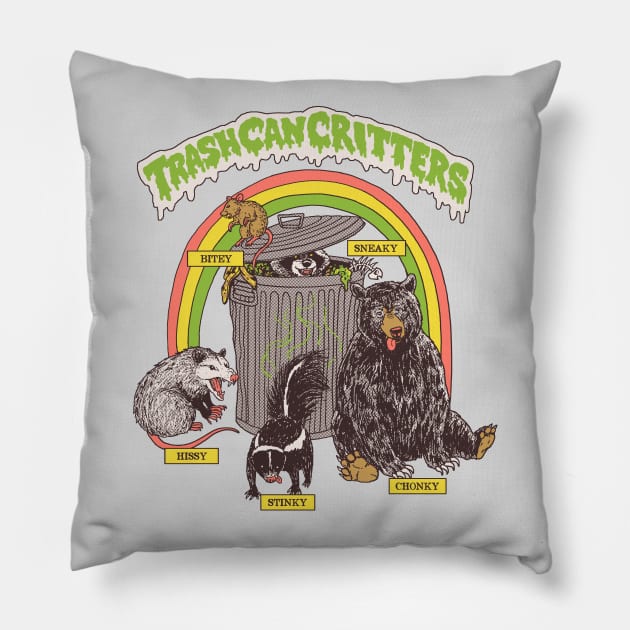 Trash Can Critters Pillow by Hillary White Rabbit