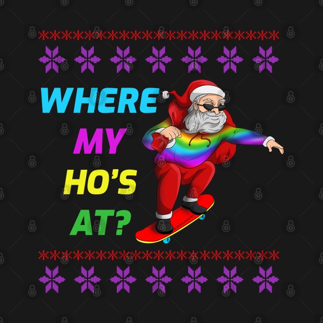 Christmas Rainbow Pride Santa Skateboarding by Trendy Black Sheep