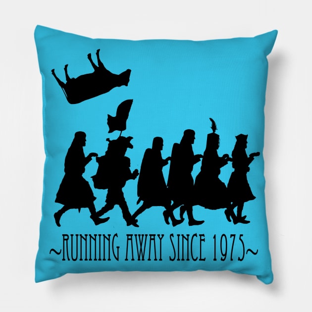 Running Away Since 1975 Pillow by GrinningMonkey