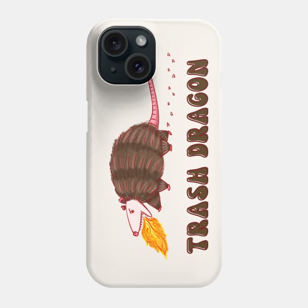 Opossum Trash Dragon Breathing Fire Phone Case by Art by Biyan