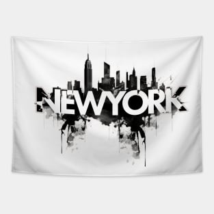 Artistic NewYork Skyline Design with Paint Smudges Tapestry