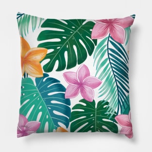 Palm leaves and flowers Pillow