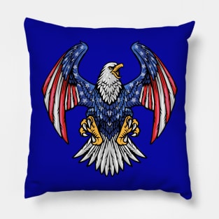 The Majestic Bald Eagle Soaring in American Pride Pillow