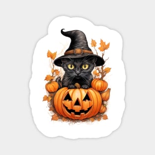 Cute Halloween Witch Cat Magnet