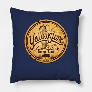 Aged yellowstone sign buffalo Pillow