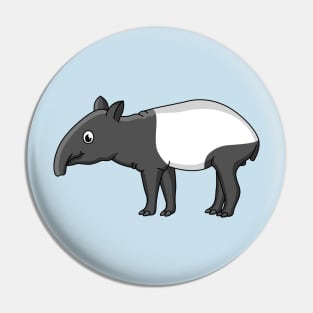 Cute happy cartoon tapir illustration Pin