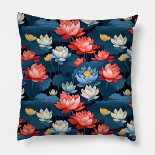 Serenity Blooms: Timeless Lotus Flower Pattern Pillow