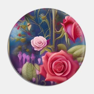Beautiful painting of flower garden pink and red roses Pin