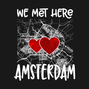 We met here Amsterdam, Hearted Map T-Shirt