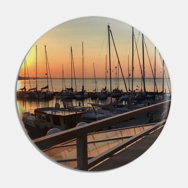 Peaceful sunset over marina with sailboat mast on Baltic sea in Langballig yachting harbor, Schleswig- Flensburg, Germany Pin by Khala