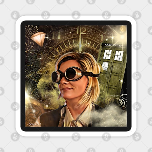 Steampunk Time Traveler/13thdoctor Magnet by AlisiaArt