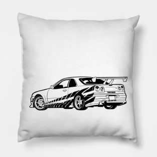 R34 GTR Skyline Turbo JDM Tuning Car 90s Retro Pillow