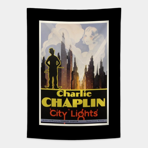 City Lights Movie Poster Tapestry by Noir-N-More