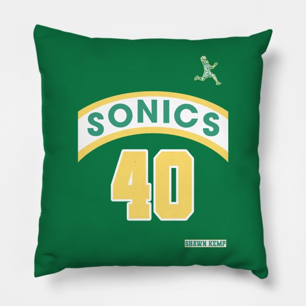 Shawn Kemp Retro Supersonics Jersey 90s Style Fan Art Pillow by darklordpug