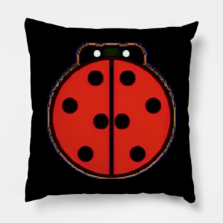 🐞 Ladybug with Rainbow Static 🌈💚 Pillow