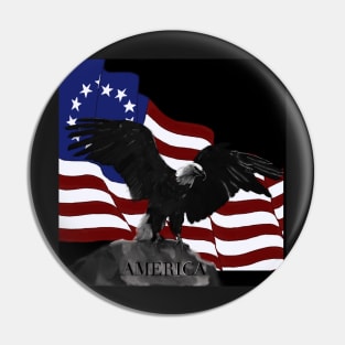 13 Star American Flag with a Bald Eagle Pin