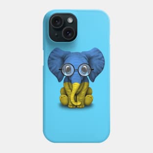 Baby Elephant with Glasses and Ukrainian Flag Phone Case