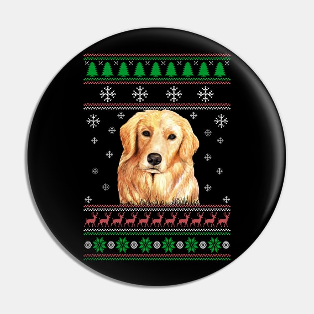 Golden Retriever Ugly Christmas Sweater Funny Dog Lover Owner Gifts Pin by nzbworld