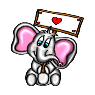 Cute Baby Elephant - heart T-Shirt