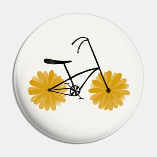 Flowered Power Bicycle Yellow Daisy Pin