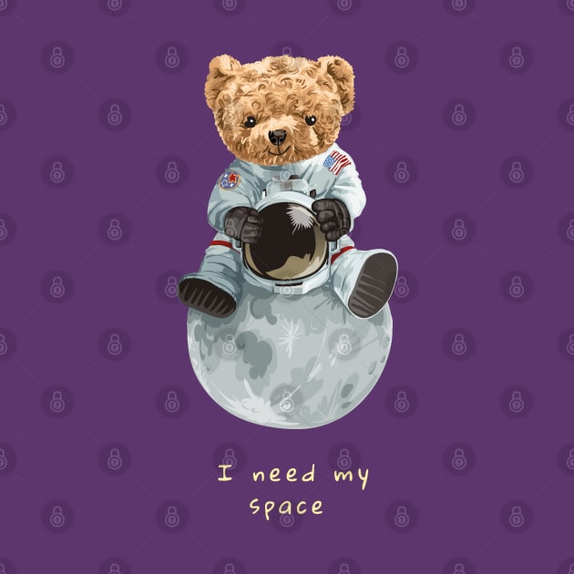 Bear in a space suit, sitting on the moon by stark.shop