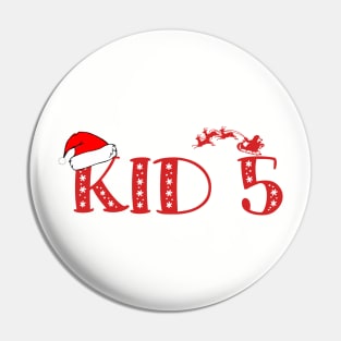 Christmas Family Name "Kid 5" Photo Design Shirt Pin