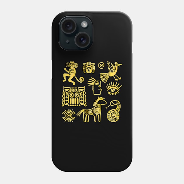 Aztec ancient animal symbol Phone Case by Mako Design 