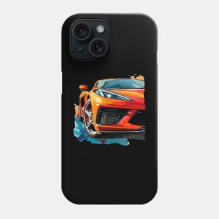 Amplify Orange C8 Corvette Graphic Big and Bold on Front and Back of T shirt Supercar Racecar C8 Corvette Phone Case