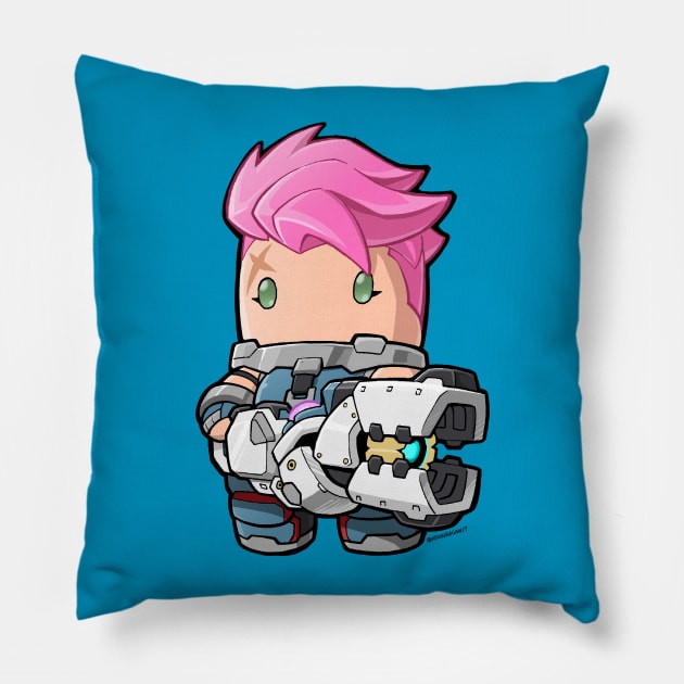 Lil Strong Pink-Hair Soldier Pillow by fallerion